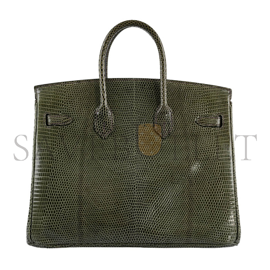 HERMÈS MASTER BIRKIN 25 LIZARD JUNGLE GREEN SILVER BUCKLE H028352CA26 (25*20*13cm)